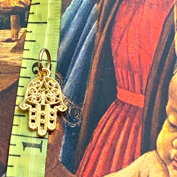 5/$10❤️❤️❤️NEW ROSE GOLD TONED ALLOY FILIGREE HAMSA HAND CHARM PENDANT - Picture 3 of 3